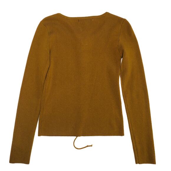 Forever 21 Ribbed Knit Lace Up Sweater Mustard Brown - Picture 4 of 8